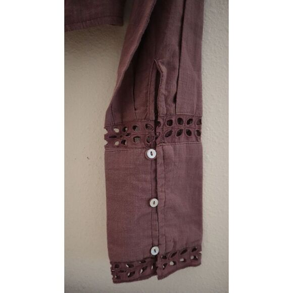 Free People OB1533903 Women's Sz M Purple Joi Eyelet Crop Long Sleeve Blouse $98 - Picture 3 of 10